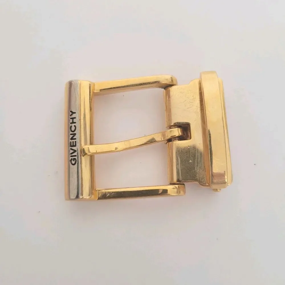 Givenchy Vintage Belt Buckle Gold Silver Tone Logo Slim 1